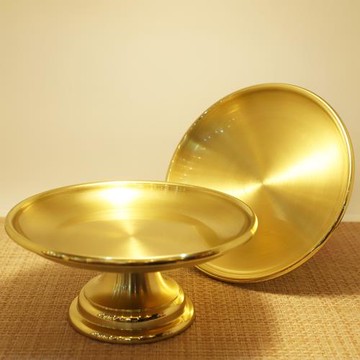 素面拉絲供盤純銅供佛家用蓮花觀音佛前仙家貢品果盤供水果盤果碟