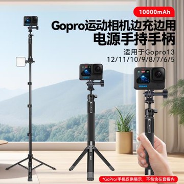 【內置電源】運動相機手持手柄支架大疆Action5/4/3延長桿大疆GoPro HERO13/12戶外三腳架gopro9/10/11自拍桿