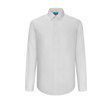 免熨防皺天絲棉細斜紋長袖上班襯衫/灰色 | 5112171290