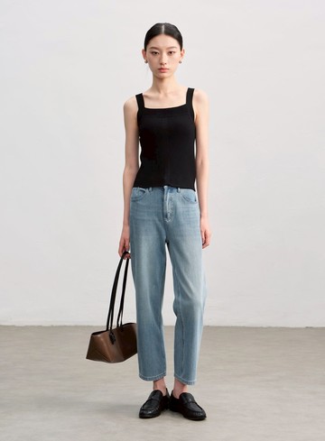 經典修身方領針織背心