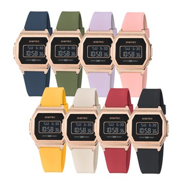 DIGITEC 數碼科技 DGS-7125T 休閒運動繽紛多色玫瑰色框電子錶