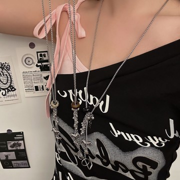 【台灣公司 可打統編】免運 博主同款多元素天然虎眼石小馬葡萄吊墜項鏈女個性百搭長款鎖骨鏈 可開發票 全館五折 工廠現貨直銷 新品特價 z9211