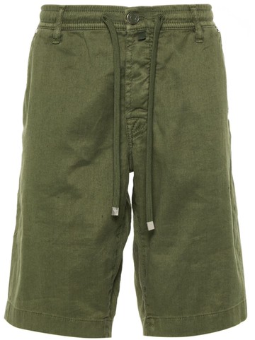 Jacob Cohën - logo-patch shorts - men - Linen/Flax/Elastane/Cotton/Polyester/Cotton - 38 - Green