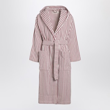 Bathrobe white/dark pink striped