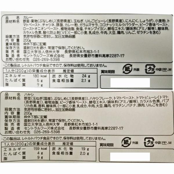 信大きのこカレー・信大きのこハヤシ 8袋入り(各200g 4袋セット) 送料込(沖縄別途240円)