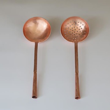 純手工 銅鍋鏟大湯勺 紫銅漏勺 純銅勺 紅銅鍋湯勺