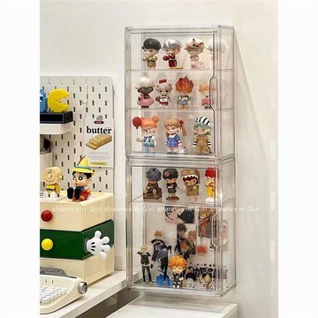 48h出貨丶盲盒收納展示架桌面手辦穀子展示盒大容量亞克力多層壁掛式收納櫃