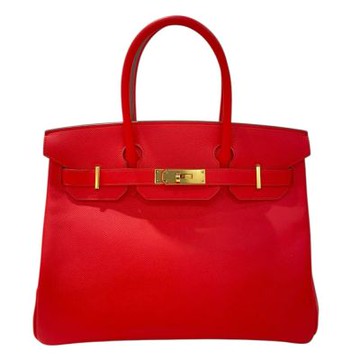 二手品 HERMES Epsom柏金 BIRKIN30 金釦 S5番茄紅