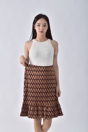 (S) belle vie格紋紅色長裙