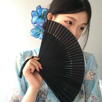 ⚡免運臺灣有貨⚡日係黑骨中式全竹折扇中國風旂袍蹦迪cos闇黑扇子拍照道具舞蹈扇