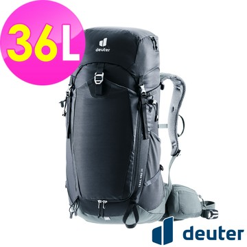 【deuter 德國】TRAIL PRO輕量拔熱透氣背包/登山背包36L(3441324黑/正常版型)
