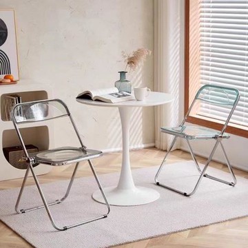 透明椅子亞克力折疊椅塑料餐椅家用拍照網紅ins風靠背凳子餐桌椅