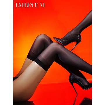 淶覓「暗金油亮暗夜啞光」性感純色長筒絲襪女薄款防滑硅膠高筒襪