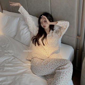 「絲洛緹」2021新款睡衣少女冬季雙層純棉長袖家居服女士秋冬套裝