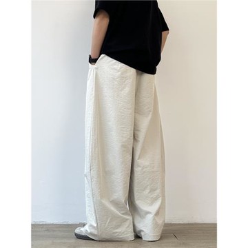 JOYZONE復古日系寬松薄款彎刀休閑褲男夏季闊腿垂感拖地長褲子潮