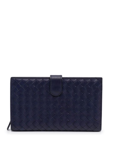 Bottega Veneta Pre-Owned - Intrecciato long wallet - women - Calf Leather - One Size - Blue