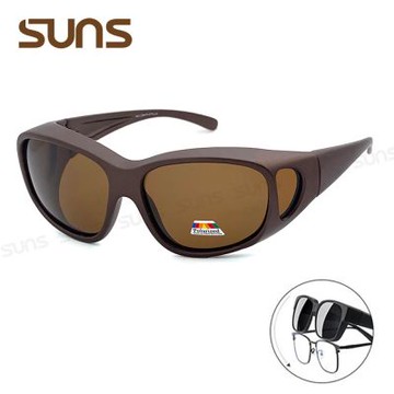 【SUNS】台灣製偏光太陽眼鏡 特大砂茶款 墨鏡 抗UV400/可套鏡/防眩光/遮陽/眼鏡族首選
