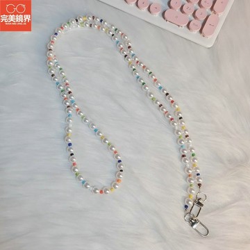 防丟繩 簡約高檔氣質珍珠手機殼掛鏈潮女百搭包包鏈條防摔方便