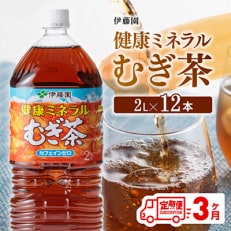 健康ミネラル むぎ茶 カフェインゼロ 2L×6本×2ケース(川南町)全3回