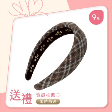 L. ERICKSON 經典毛呢格厚髪箍〈棕色 / 橘色〉