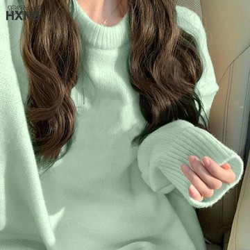 🌷台灣出貨🌷蕾朵胖MM淺綠純色基礎款毛衣女2025新款秋冬季軟糯慵懶高級感針織 針織 毛衣 針織衫 長袖毛衣 長袖上衣