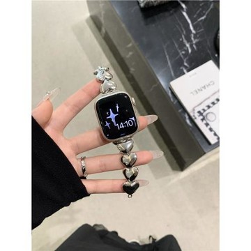 甜酷立體小愛心金屬表帶適用于s789蘋果手表帶iwatchSE654321表鏈