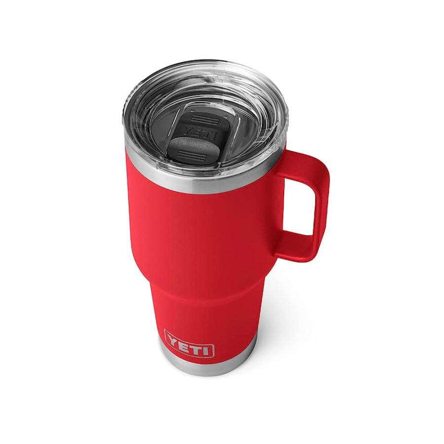YETI RAMBLER OZ TRAVEL MUG, STAINLESS STEEL, VACUUM INSULATED WITH STRONGHOLD LID, RESCUE RED