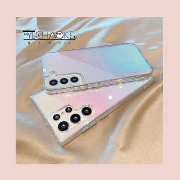 漸變鐳射適用三星S22Ultra手機殼S23+透明防滑S21FE保護套Note20U女款S20plus透明防摔S10+全包Note10+高級感