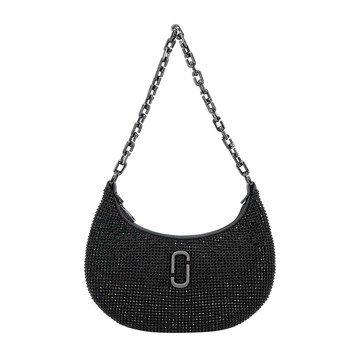 [平輸版] 【MARC JACOBS】THE RHINESTONE 拉鍊水鑽鍊帶肩背包(黑)真品平輸