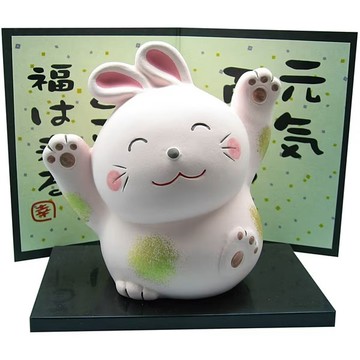 現貨 日本製 萬古燒 兔子 招財擺飾 元氣百倍｜新年佈置 新年裝飾 新年佈置 財位佈置 招財貓擺飾 招財 擺件 日本進口