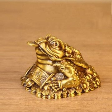 【匠俱】黃銅三足金蟾 招財進寶擺件 底長12cm 招財迷你手把件 精品家居茶臺裝飾 開業禮品