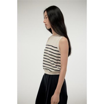 夏日圓領套頭法式簡約無袖針織背心