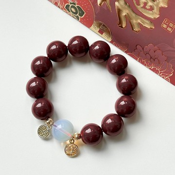 【2026迎馬年春節】硃砂|蛋白石|14K鍍金手鏈 平安福樂 新年禮物