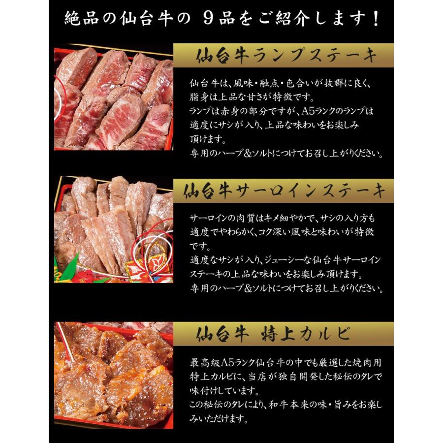 おせち 予約 2024 「肉のいとう」最高級A5ランク 仙台牛 お肉のおせち料理（9品・重箱付き・冷凍）