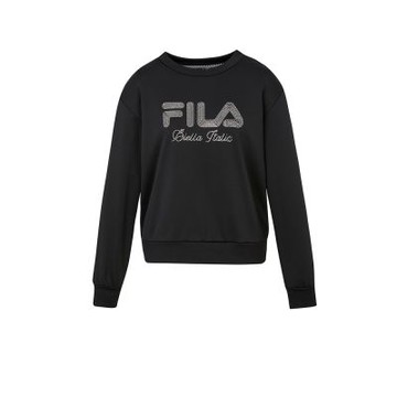 FILA官方直營 女吸濕排汗長袖圓領T恤-黑色 5TEZ-5736-BK