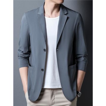 夏季超薄防曬單層西服男冰絲輕薄透氣休閑單西男士抗皺小西裝外套