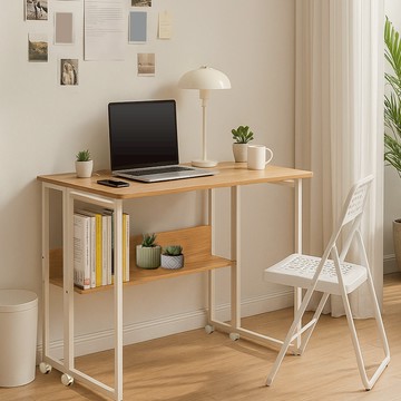 【AOTTO】簡約附輪可移動收納折疊桌-80公分(邊桌 茶几 邊几 書桌 電腦桌 工作桌)