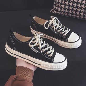 人本帆布鞋女2026新款秋季復古韓版鞋子大頭學生平底百搭薄款板鞋