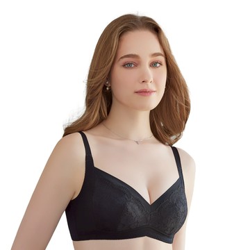 SWEAR 思薇爾 沁涼Bra系列 B-F罩 無鋼圈 蕾絲 包覆 女內衣 (黑色)