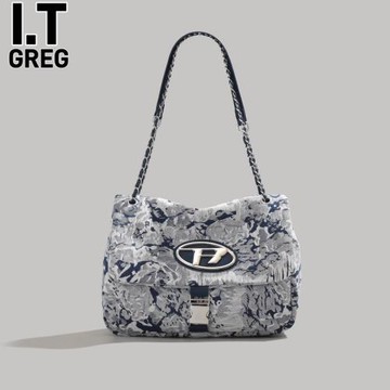 香港I.TGREG高級感花紋刺繡托特包女大容量通勤手提包單肩斜跨包