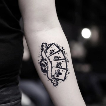 OhMyTat 撲克紙牌 Playing Card 刺青圖案紋身貼紙 (2 張)