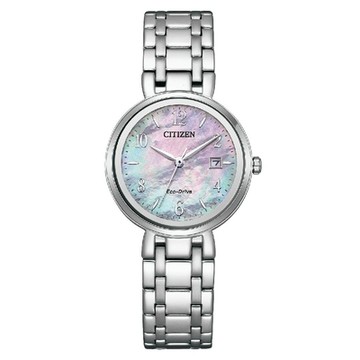 CITIZEN星辰 LADY S系列 EW2690-81Y 光動能白蝶貝面板時尚腕錶 28.3mm