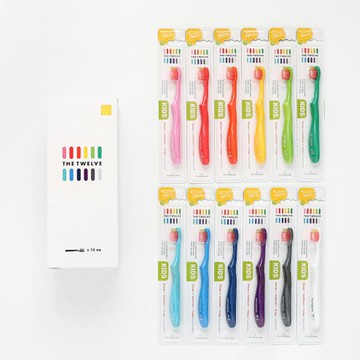 韓國 THE TWELVE - 12月份彩色兒童牙刷(3~12歲或以上用)-鮮艷-1盒(12支)