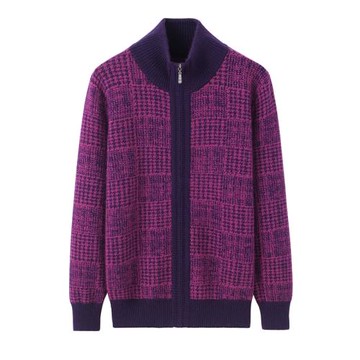 秋冬新款大碼外套羊絨衫女拉鏈開衫中老年媽媽裝加厚針織毛衣