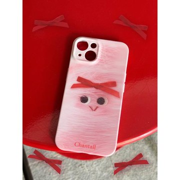 青桃原創可愛毛茸茸蘋果15promax全包保護殼 粉色少女iPhone14pro趣味感外殼個性13秋冬15pro輕薄防摔手機殼