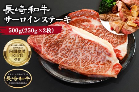 肉 長崎和牛 サーロイン ステーキ 250g×2枚 計500g 牛肉 極上 赤身 国産牛肉 バーベキュー 冷凍   サンクスラボ   長崎県 雲仙市