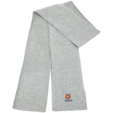 KENZO BOKE FLOWER 扶桑花補丁灰色純羊毛圍巾