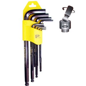 Panrico 百利世 台灣製造 9 件式 黑金鋼加長球型六角扳手組 球形六角扳手組