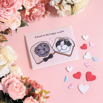貓咪主題獻給幸福新人的祝賀卡