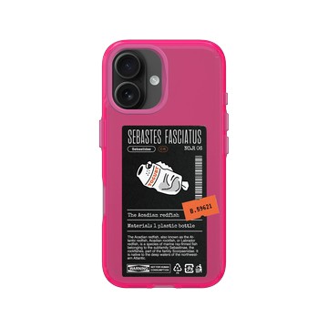 iPhone 16 Clear 粉漾桃 - Marine Debris - 塑膠瓶條紋平鮋